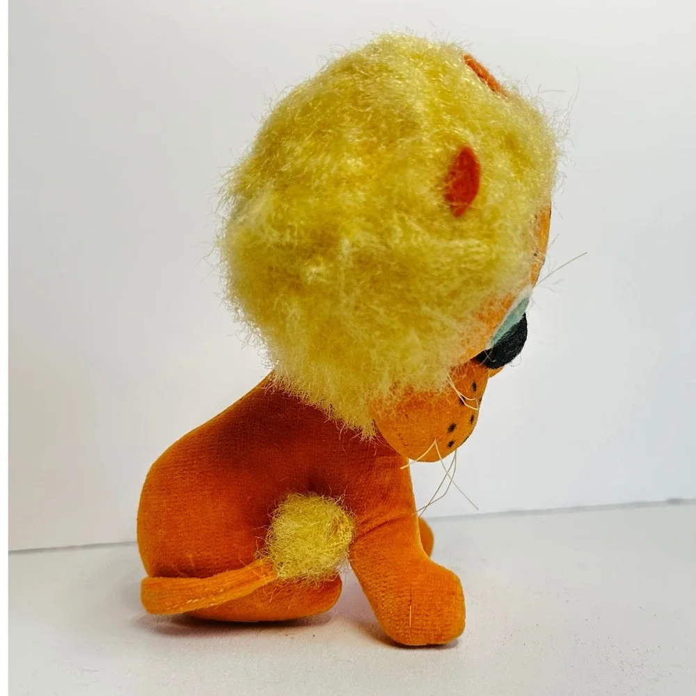 Vintage Plush Stuffed Lion Toy Small Orange Made in Japan‎ MCM Retro